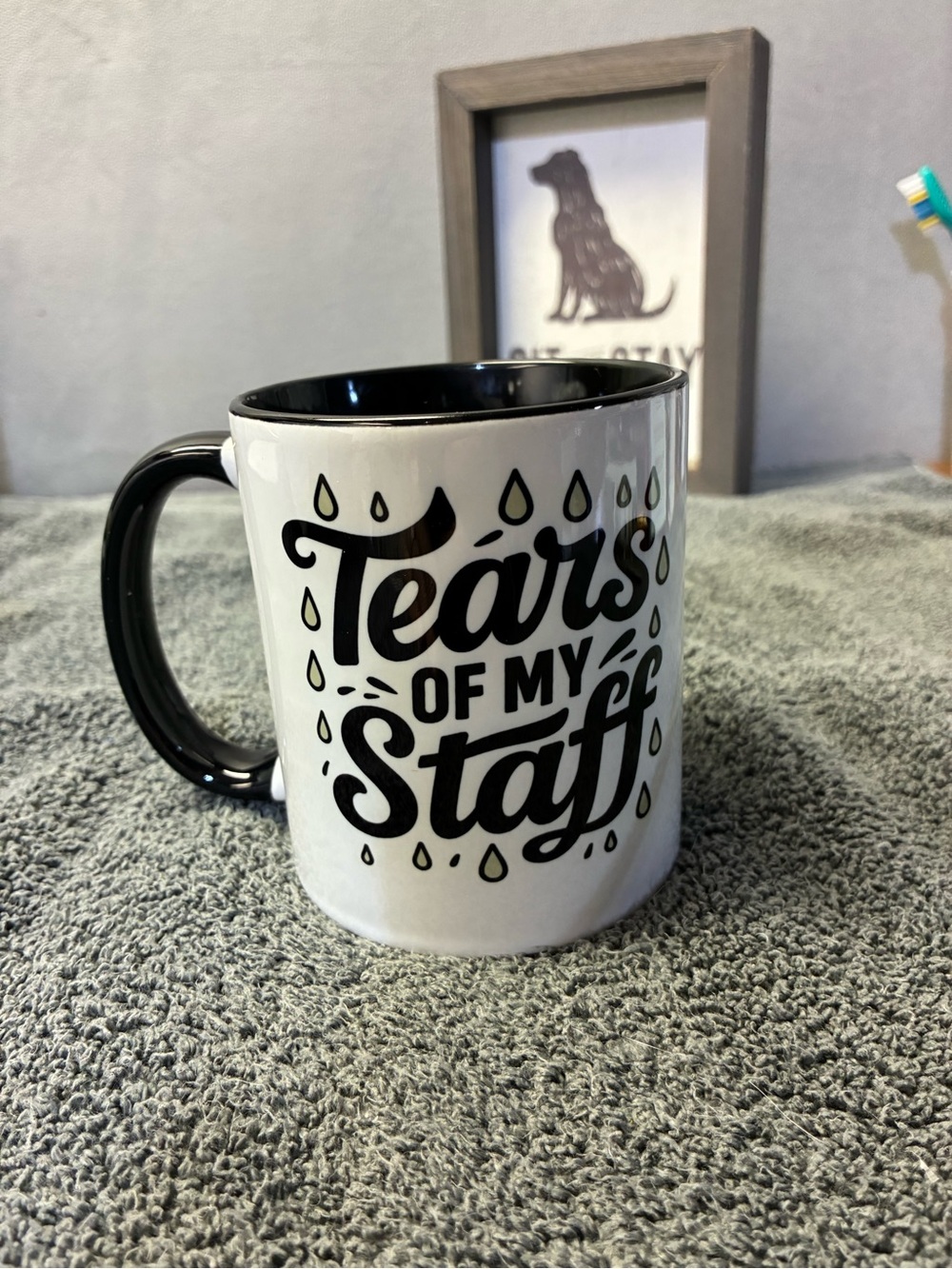 Amazon Black and White 'Tears of My Staff' Ceramic Mug